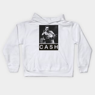 Cool Johnny Cash - Pencil Drawing Style Kids Hoodie